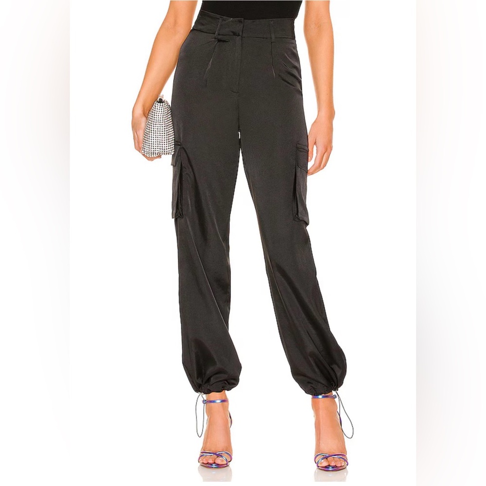 Superdown Black Cargo Silk Joggers